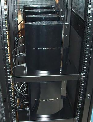 Rack mounted PS3s at the University of Massachusetts