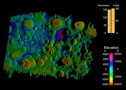Digital elevation map of lunar south pole 