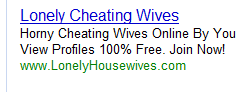 Google Promotes Lonely Cheating Wives