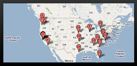 Pingdom US Google Data Center Map