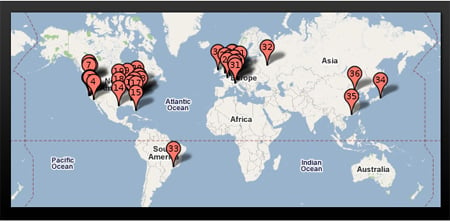 Pingdom Worldwide Google Data Center Map