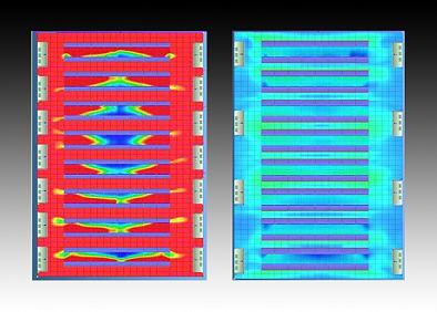 Shot showing a red hot normal systems versus cool blue idataplex box