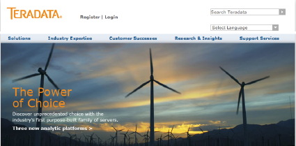 Shot of windmill on Teradata's site