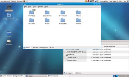 Shot of the default GNOME theme in Fedora 9