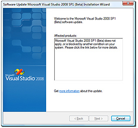 VS08 SP1 beta silverlight2 error