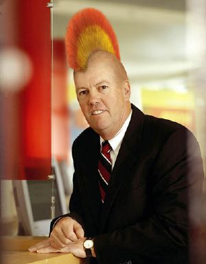 Shot of Sun Chairman Scott McNealy with Rainbow mohawk