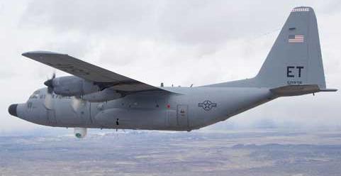 C-130 transport plane with laser belly turret fitted
