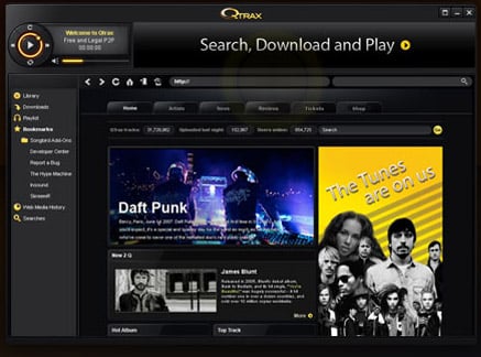 QTrax offers free, ad-supported music downloads