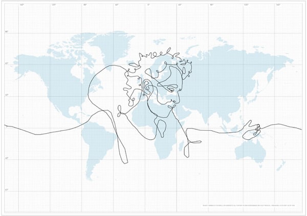 The world's biggest drawing superimposed on map
