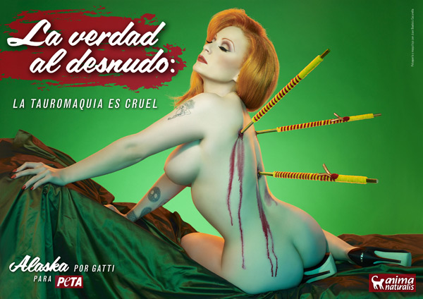 Singer Alaska appears nude on anti-bullfighting poster