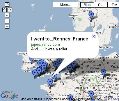 Google Map showing less-than-flattering review of Renne, France