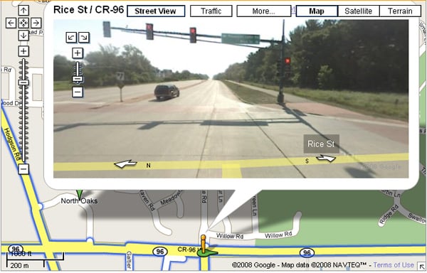 Street View screen grab showing North Oaks off limits