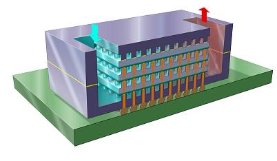 Diagram showing IBM's water cooled pipes 