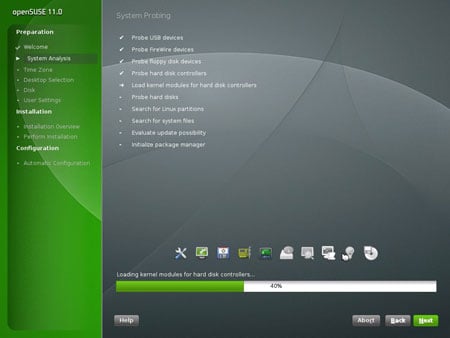 Shot of the Open Suse Installer 