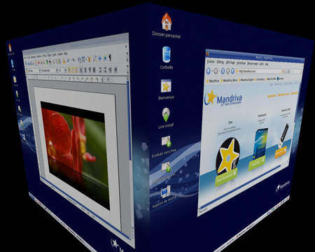 Shot of Mandriva's 3-D interface 