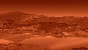 Artist's impression of a liquid lake on Titan