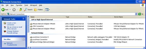 Network connections after LANs have been bridged