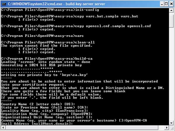 Command Window after generating certificate authority key