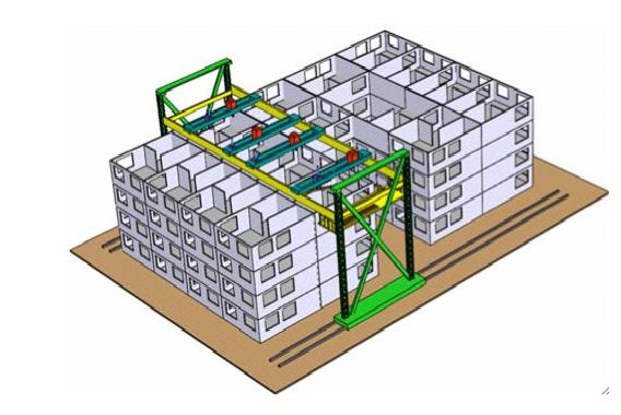 Artist's concept of a building-printer in action