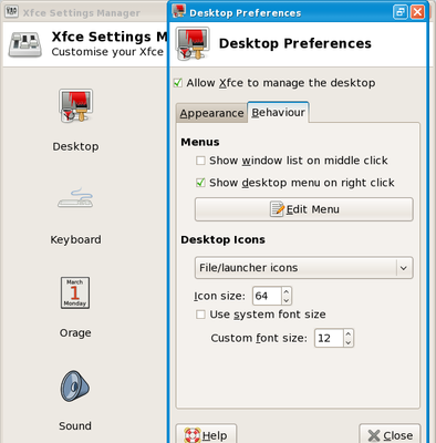 XFCE settings