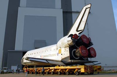 Endeavour heads into the Vehicle Assembly Building. Photo: NASA