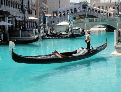 Gondolier on Las Vegas Venetian Hotel's lagoon