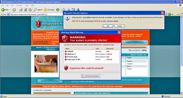 screenshot of malware site