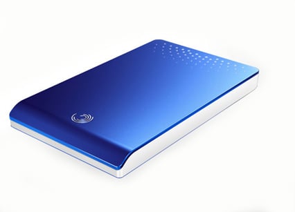 Blue-topped FreeAgent Go portable drive
