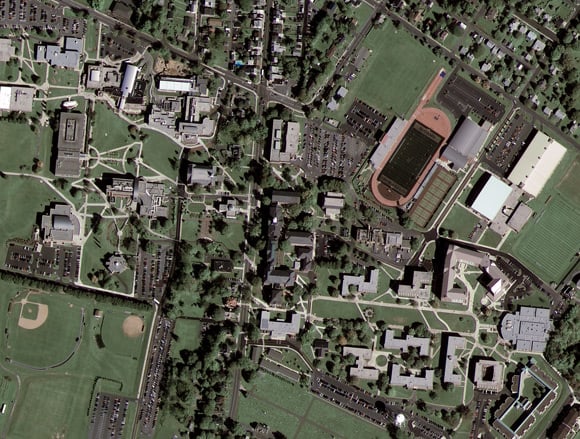 GeoEye-1 image of Kutztown University, Pennsylvania. Pic: GeoEye Satellite Image