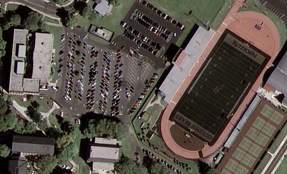 Close-up of GeoEye-1 image of Kutztown University, Pennsylvania. Pic: GeoEye Satellite Image