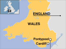 BBC map indicating position of England relative to Wales