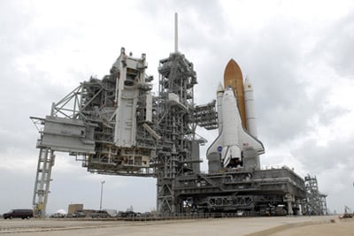 Endeavour on the launch pad at the Kennedy Space Center. Pic: NASA