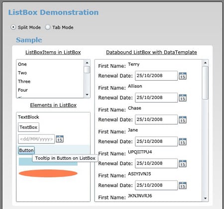 Silverlight Listbox Controls