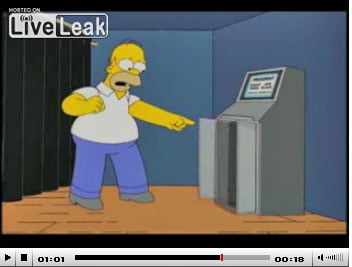 Homer Simpson confronts rigged voting machine