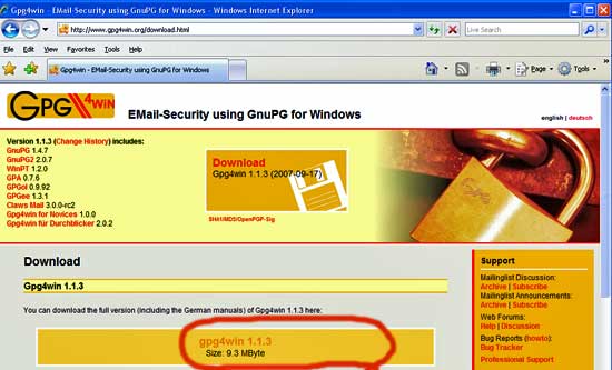 Gpg4Win download page