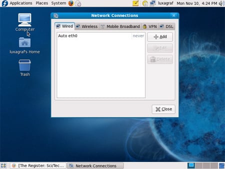 Fedora 10 network