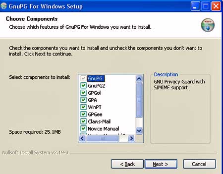 Gpg4Win install window