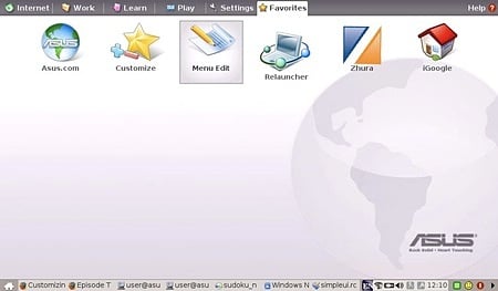 Asus Eee PC desktop with added icons