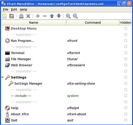 Acer Aspire One menu editor