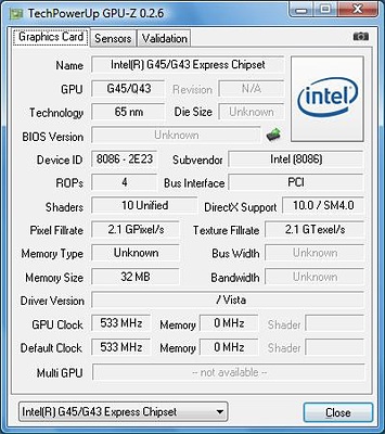 Shuttle SG45H7 - Intel G45 in CPU-Z