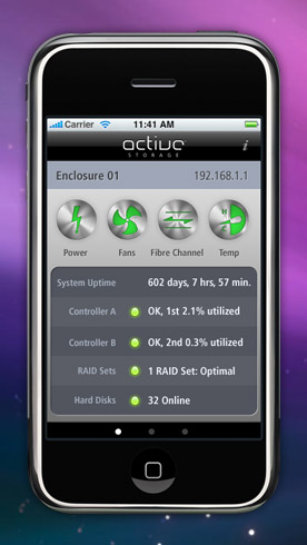 Active Storage XRAID iPhone monitor app