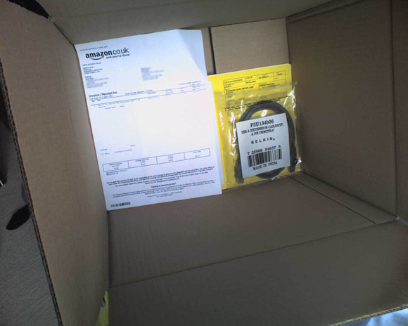 Courtesy of Amazon: One USB extension cable in a very big box