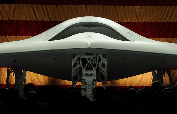 The X-47B Unmanned Combat Air System at its rollout ceremony