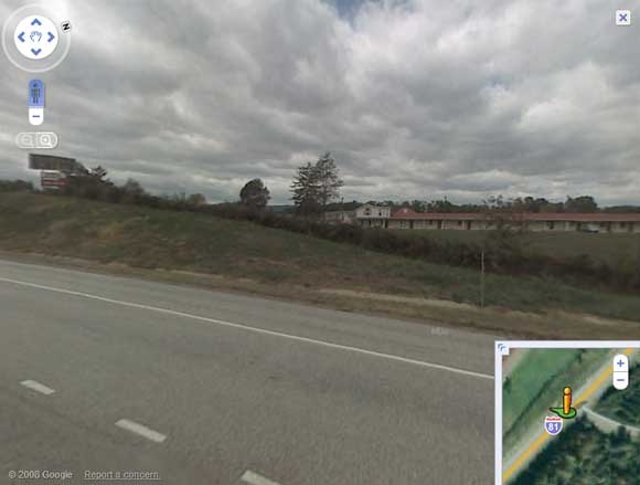 Street View grab showing the Budget Inn at Natural Bridge, Virginia