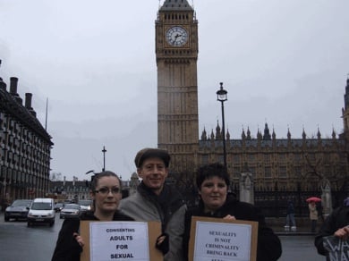 peter tatchell at caan demo at parliament