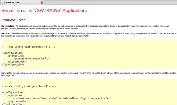 Server error in '/SWTRAINS' Application