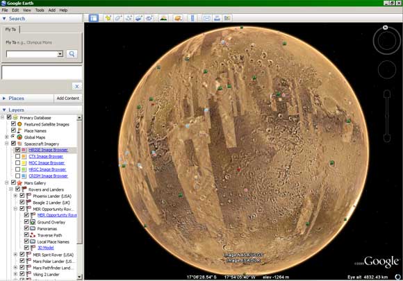 Mars as seen on Google Earth