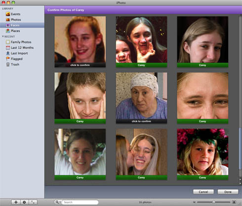 iPhoto '09 Faces - bad choice