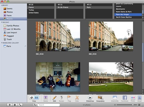iPhoto '09 Places column view