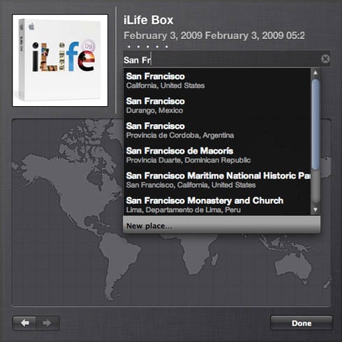 iPhoto '09 - entering Places info manually